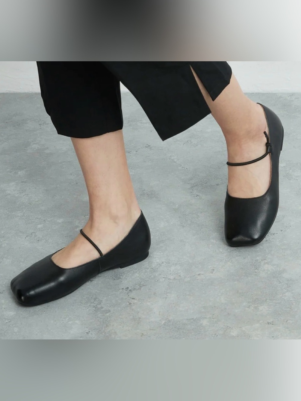 EMPRESS Black Napa leather SQUARE TOE FLATS women’s size EU 40 EUC ballet style